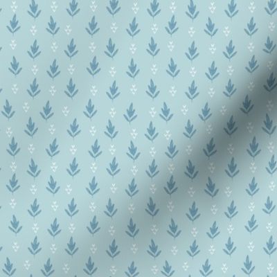 Simple small blue  and white leaves on pastel blue