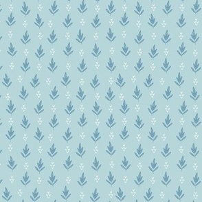 Simple small blue  and white leaves on pastel blue