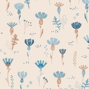 blue wildflowers on cream