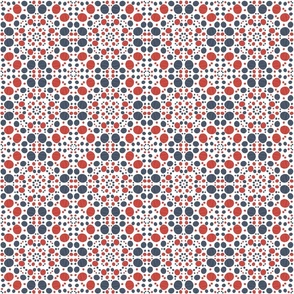 Red, White, and Blue polka dot design