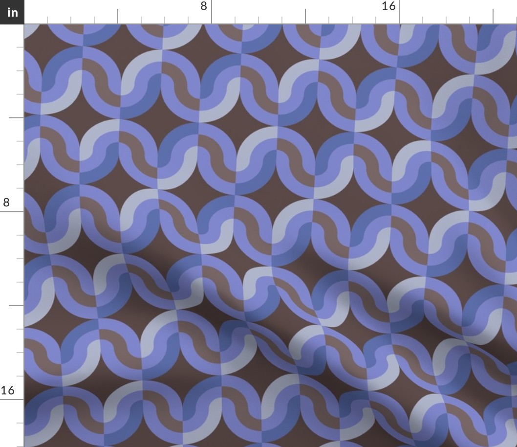 Atomic striped ovals purple brown MCM Wallpaper