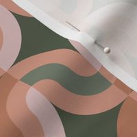Atomic striped ovals peach sage green MCM Wallpaper