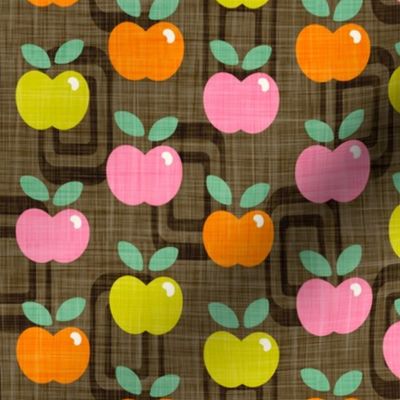 retro apples with linen texture - medium scale