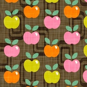 retro apples with linen texture - medium scale