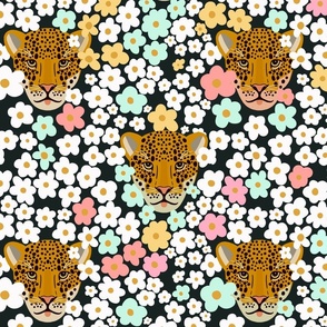 Joyful Jungle-Leopards in Flowers