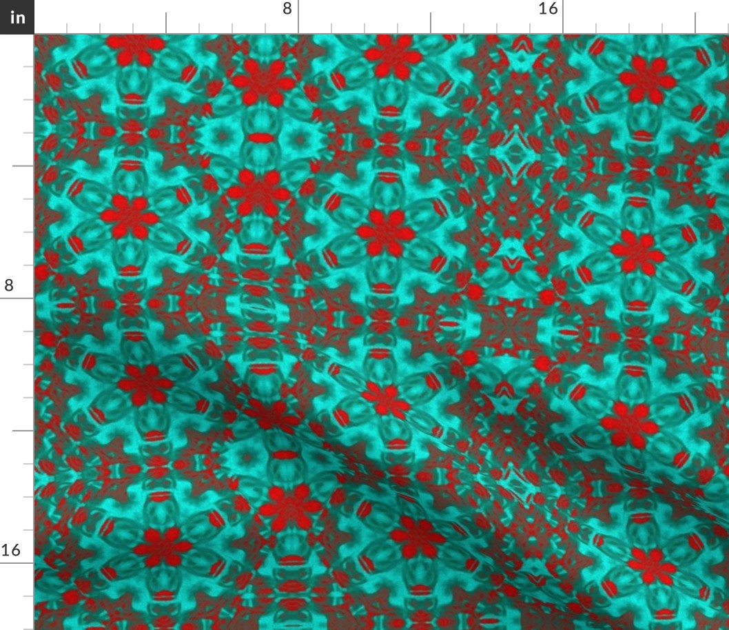 turquoise red floral