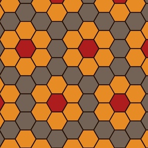 HoneyComb and Sixies - Orange on Dark Charcoal 