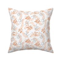 The modernist - leaves spots and abstract shapes and speckles gray blush burnt orange on white