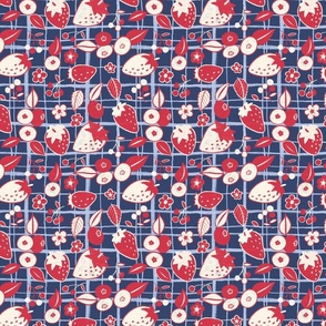 Berries Picnic | Red and Navy blue