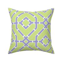 Chinoiserie bamboo trellis - pastel comforts coordinate -  lilac on Honeydew - large