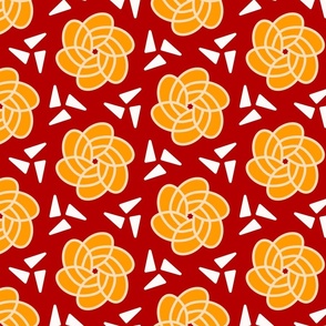 bold floral tangerine red  floral boho wallpaper living & decor current table runner tablecloth napkin placemat dining pillow duvet cover throw blanket curtain drape upholstery cushion duvet cover clothing shirt wallpaper fabric living home decor 
