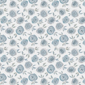 Watercolour Roses - Blue Grey - Small