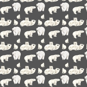 Polar Bear Family Dark Grey- Large Repeat  by Purposely Designed