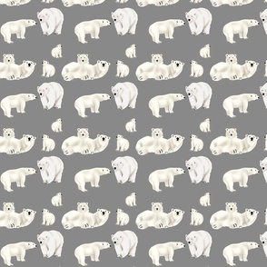 Polar Bear Family Grey- Large Repeat  by Purposely Designed