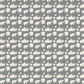 Polar Bear Family Grey- Small Repeat  by Purposely Designed