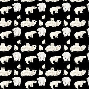 Polar Bear Family on Black- Large Repeat  by Purposely Designed