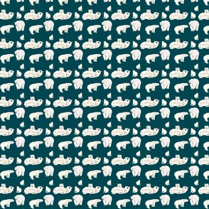Polar Bear Family- Small Repeat  on Deep Teal. by Purposely Designed