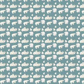 Polar Bear Family- Large Repeat  Grey Teal-by Purposely Designed