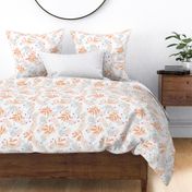 The modernist - leaves spots and abstract shapes and speckles baby blue orange pink blush on white JUMBO