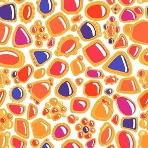 Abstract Jewels - Orange on White