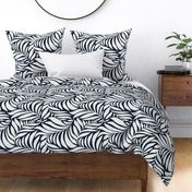 Flowing Leaves Botanical - Navy Blue White Large Scale
