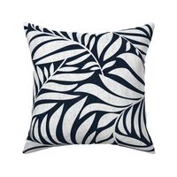 Flowing Leaves Botanical - Navy Blue White Large Scale