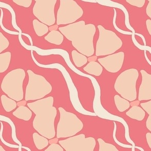[Medium] Tropical Flowers Stripes - Pink Flamingo fuzz