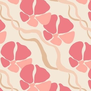 [Medium] Tropical Flowers Stripes - Pink and Peach Fuzz