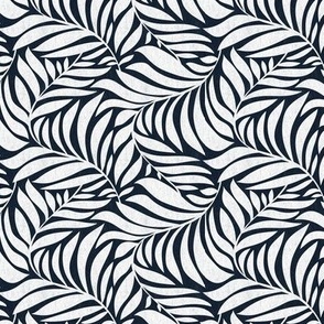 Flowing Leaves Botanical - Navy Blue White Small Scale