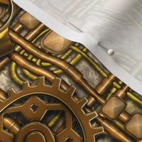 Steampunk Panel - Gears and Pipes - Brass