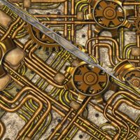 Steampunk Panel - Gears and Pipes - Brass