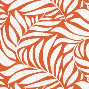 Flowing Leaves Botanical - Red Orange White Regular Scale