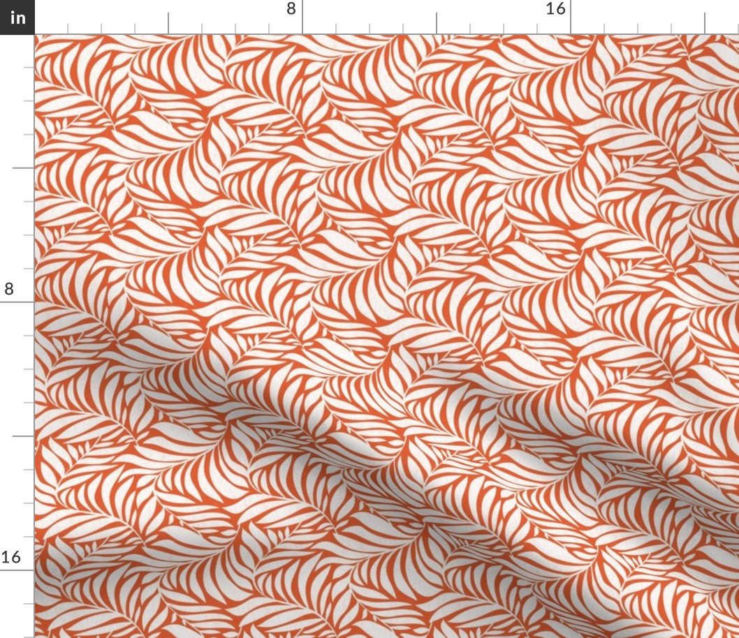 Flowing Leaves Botanical - Red Orange White Small Scale