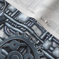 Steampunk Panel - Gears and Pipes - Steel