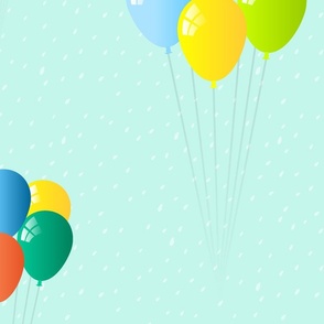 Bunches of Balloons on Mint Green - XL