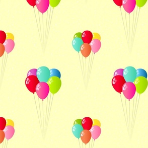 Bunches of Balloons on Yellow