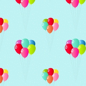 Bunches of Balloons on Sky Blue