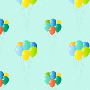 Bunches of Balloons on Mint Green