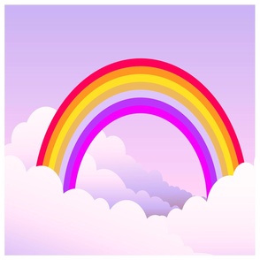 Color Rainbow With Clouds, With Gradient Mesh, Vector Illustration