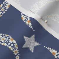 Embroidery Daisy Moon- dark blue