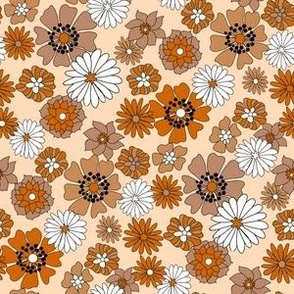 MINI autumn boho fall floral fabric - retro 70s floral, cute boho fall floral