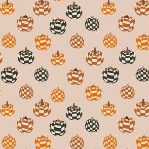 MINI retro checkerboard pumpkins fabric - boho muted fall checker