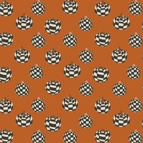 MINI retro checkerboard pumpkins fabric - boho muted fall checker