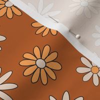 SMALL  boho muted fall daisies fabric - retro daisy floral fabric