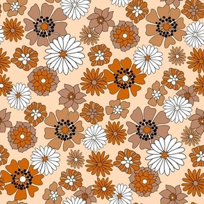 MEDIUM autumn boho fall floral fabric - retro 70s floral, cute boho fall floral
