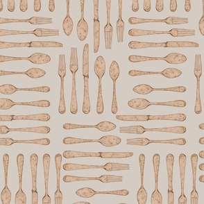 Forks, Spoons, Knives // Brown on Tan