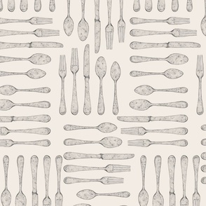 Forks, Spoons, Knives // Graphite on Light Background