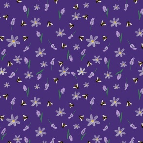 Honeybee & Flowers in Purple
