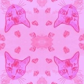 Pink Cat Repeating Pattern