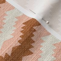 mexican wave in vintage pink and earthy brown on LINEN